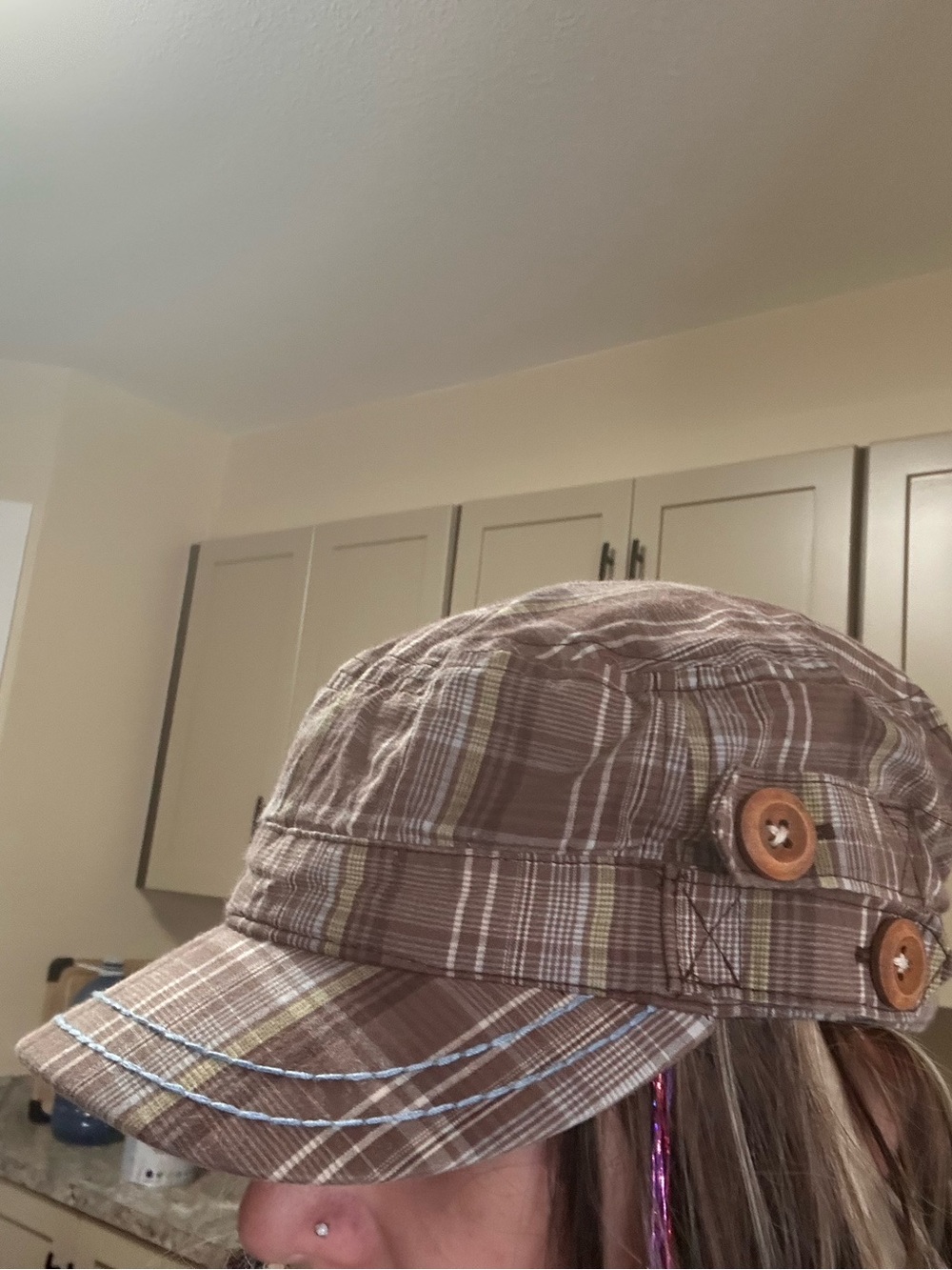 vintage Y2K gingham print hat